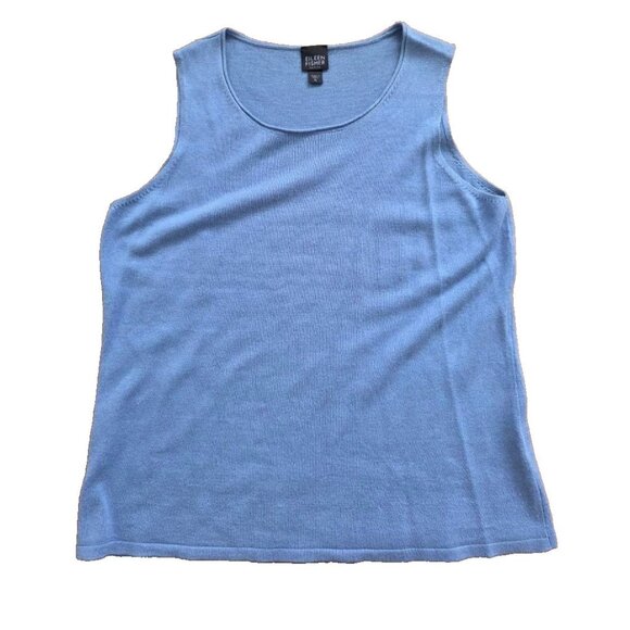 Eileen Fisher Sleeveless Silk Cashmere Knit Tank Light Blue Pet L A001079 - Picture 1 of 9
